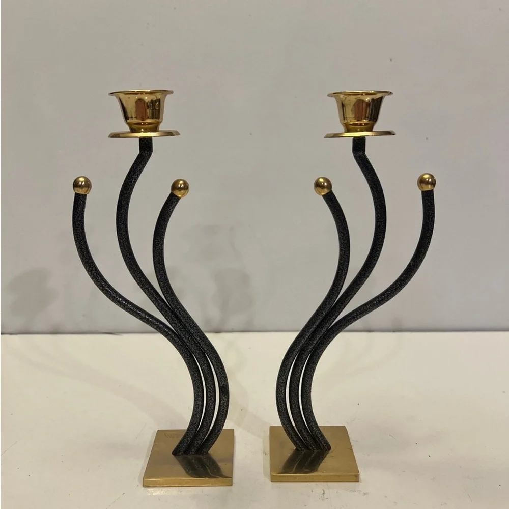 Brass Vintage 24 KT. Gold Plated Karshi Original Hand made candle Holde